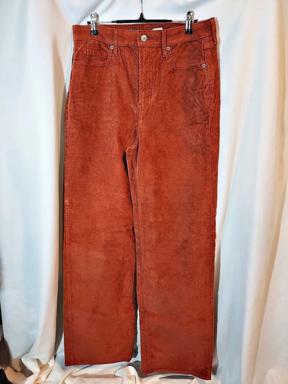 Old Navy Sky-Hi Wide Leg Corduroy Pants Rust Orange Size 10 Tall High Rise